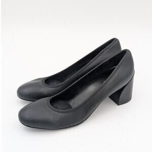 Vaneli Dacy Classic Leather Heel Pump Women's Round Toe Black Size US6M EU37